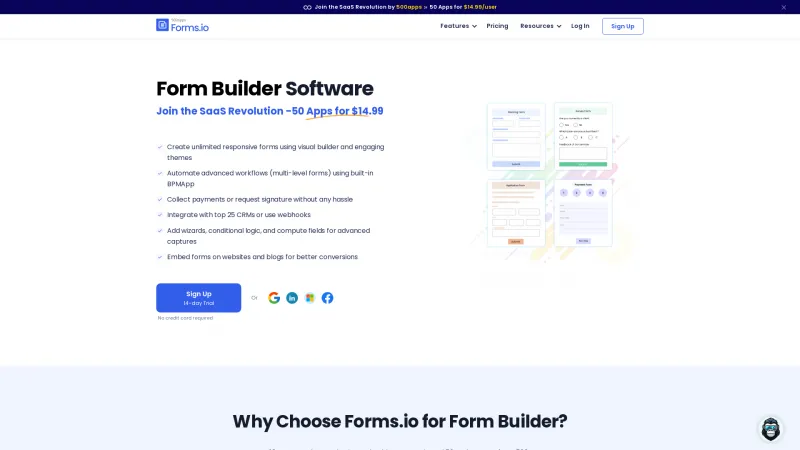 Homepage of Forms.io