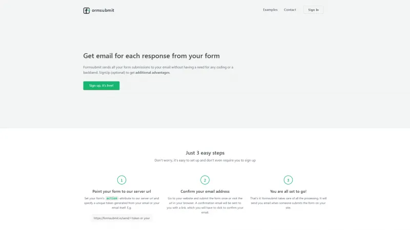 Homepage of Formsubmit