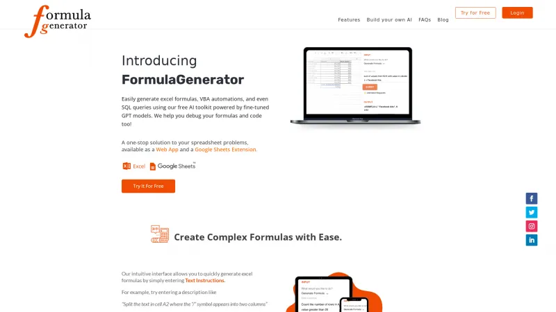 Homepage of FormulaGenerator