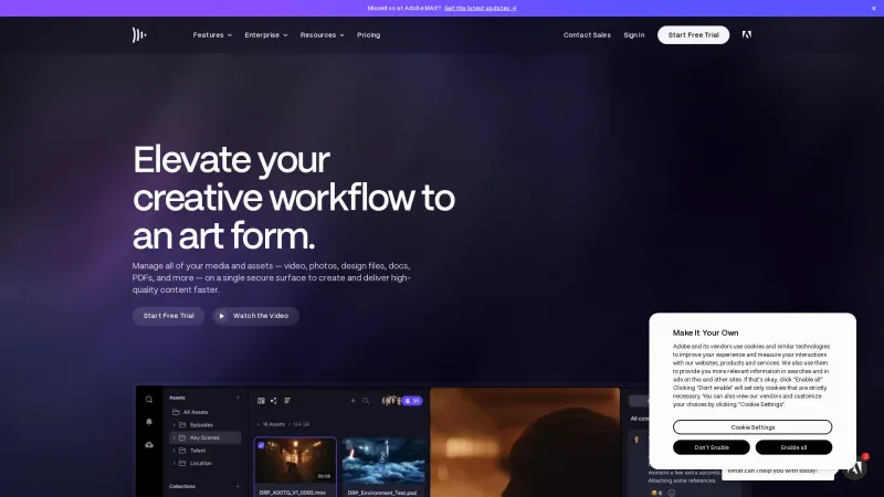 Homepage of Frame.io