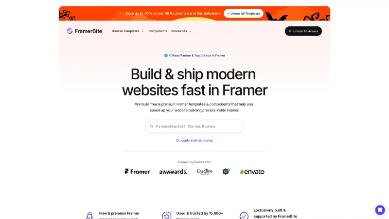 Homepage of FramerBite