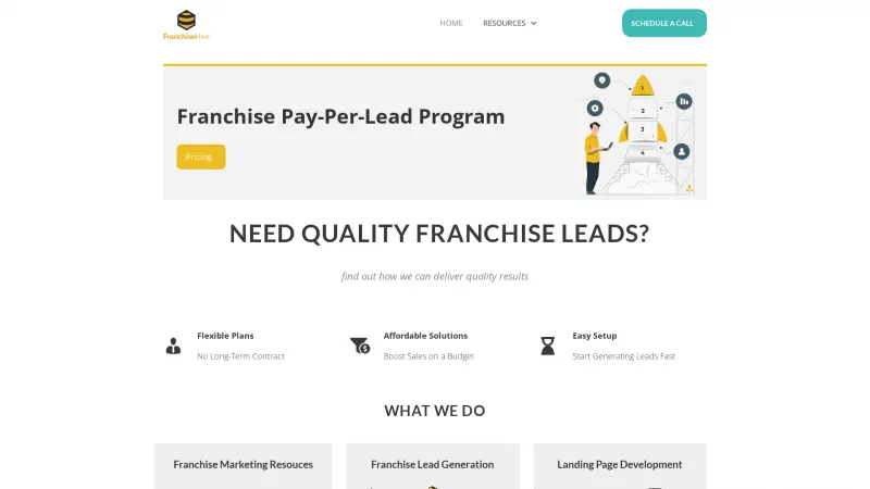 Homepage of Franchise Hive