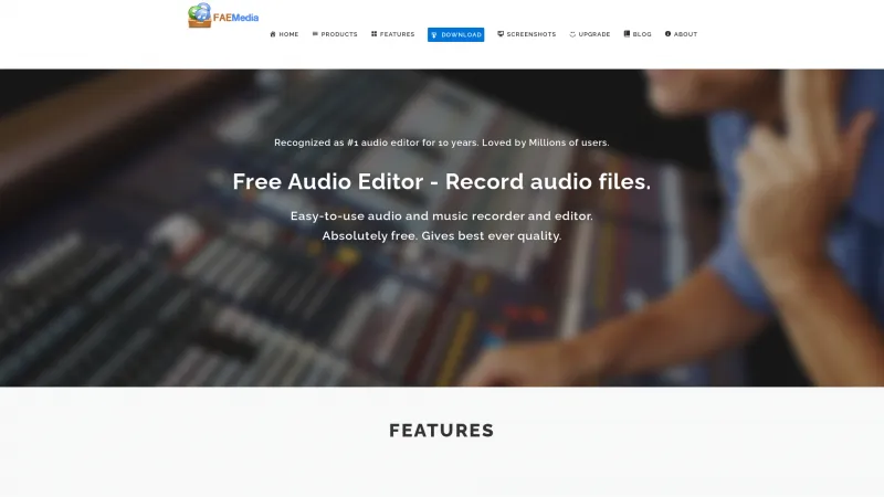 Homepage of Free Audio Editor