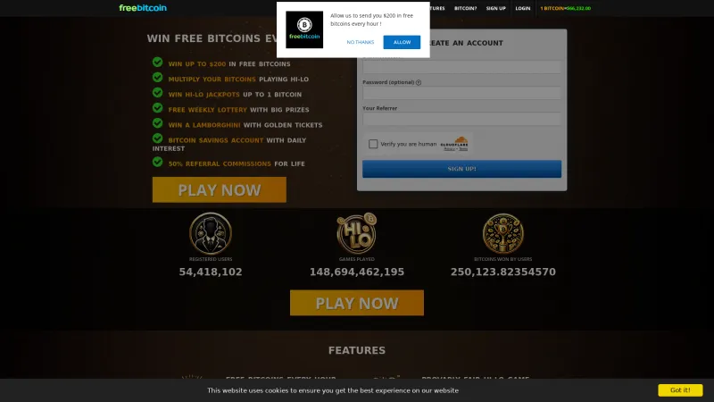 Homepage of FreeBitco.in