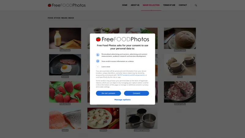 Homepage of FreeFoodPhotos.com