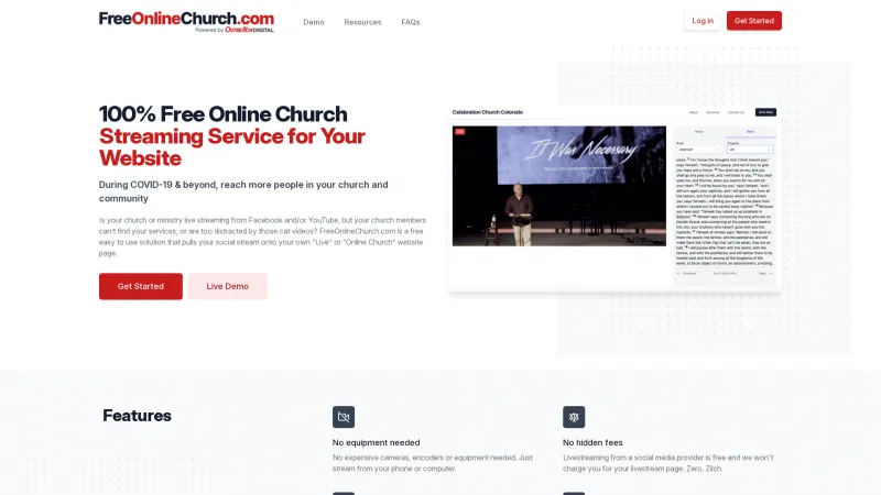 Homepage of FreeOnlineChurch.com