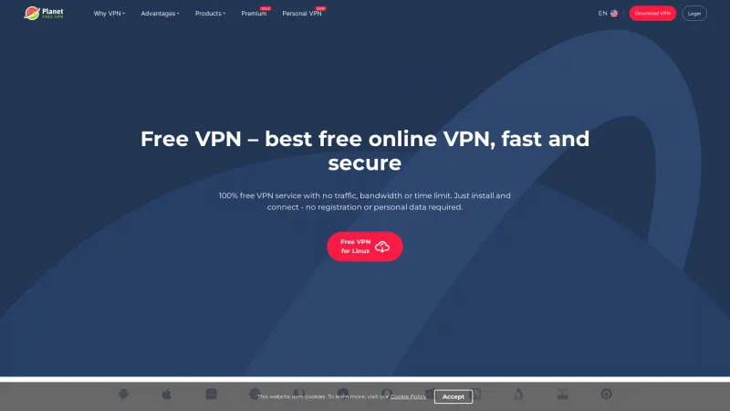 Homepage of Planet VPN