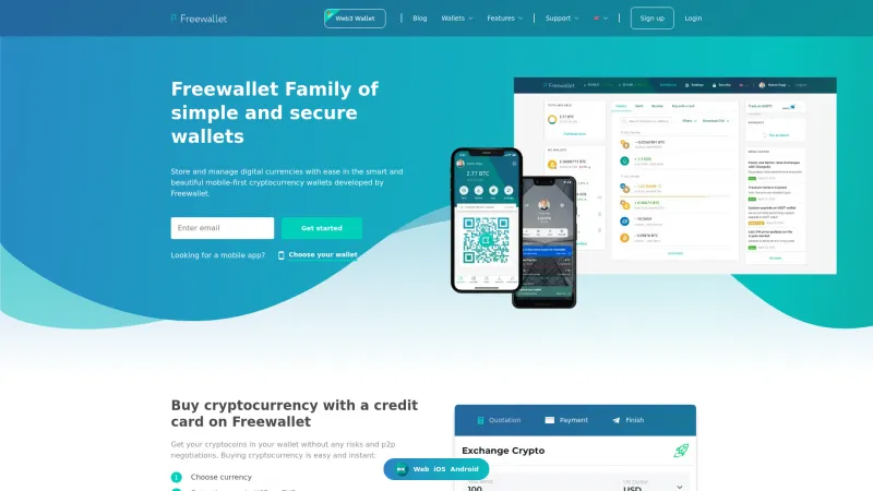 Homepage of Freewallet