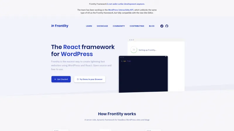 Homepage of Frontity