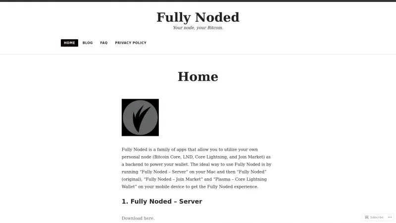 Homepage of Fully Noded