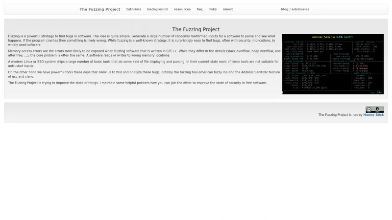 Homepage of Fuzzing Project