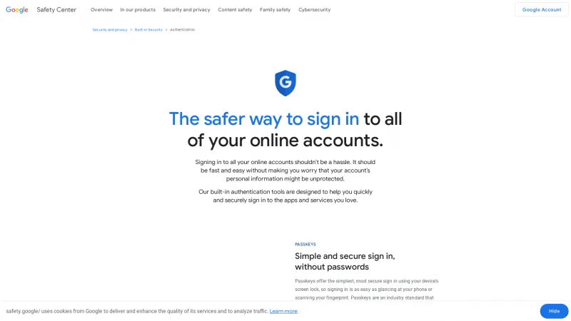 Homepage of Google Authenticator