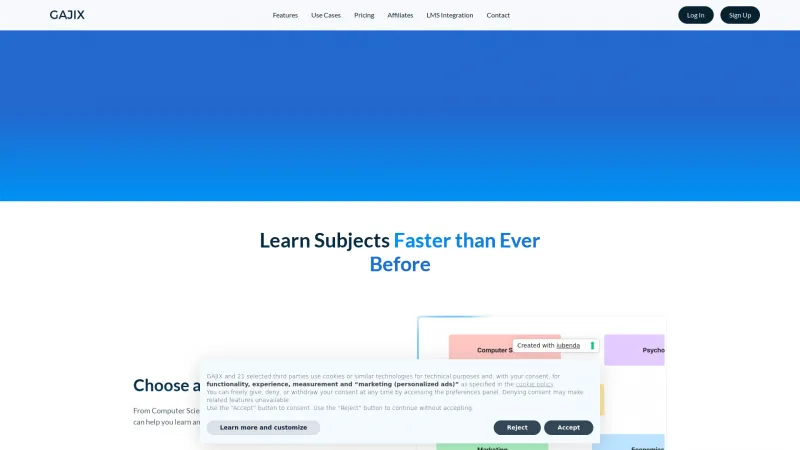 Homepage of GAJIX AI Learning Assistant