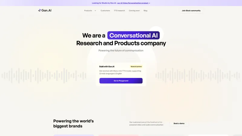 Homepage of Gan.ai