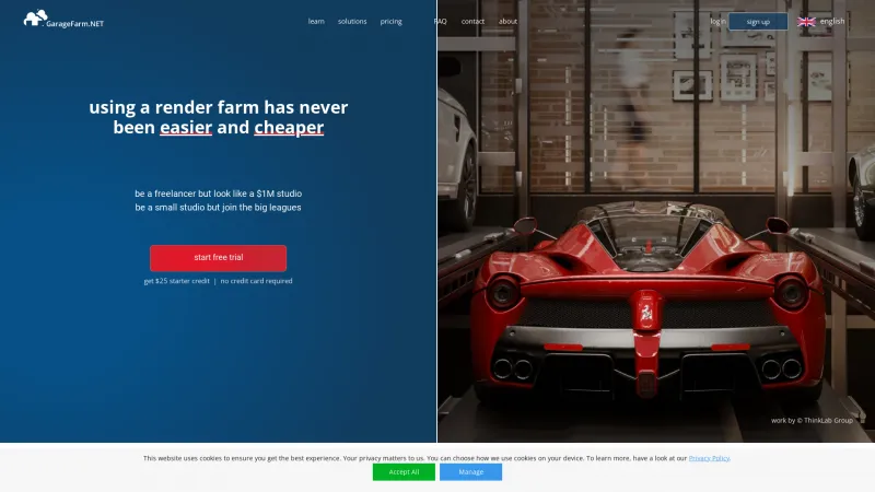 Homepage of GarageFarm