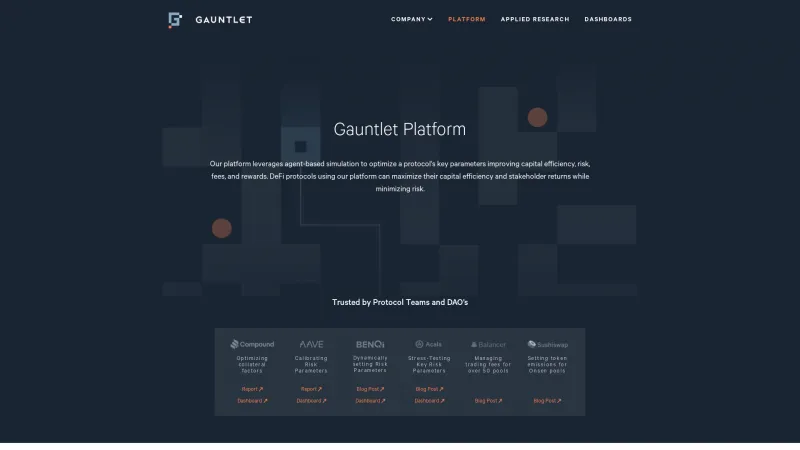 Homepage of Gauntlet