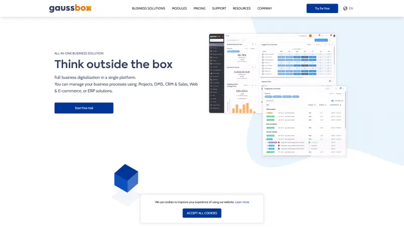 Homepage of Gauss Box CRM & Sales