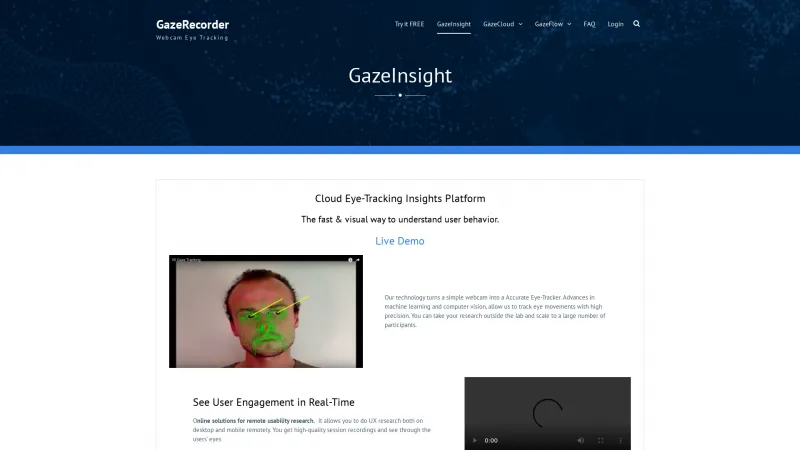 Homepage of GazeInsight