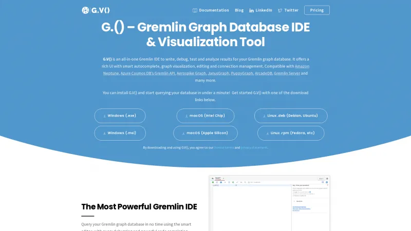 Homepage of G.V() - Gremlin IDE