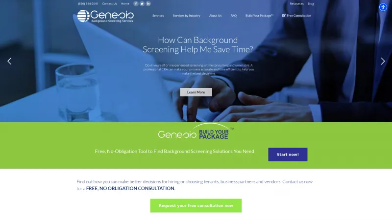 Homepage of Genesis Background Screening