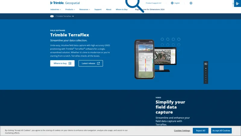 Homepage of Trimble TerraFlex