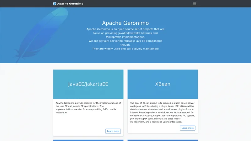 Homepage of Apache Geronimo