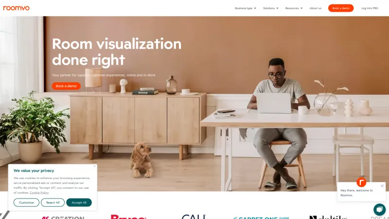 Homepage of Roomvo