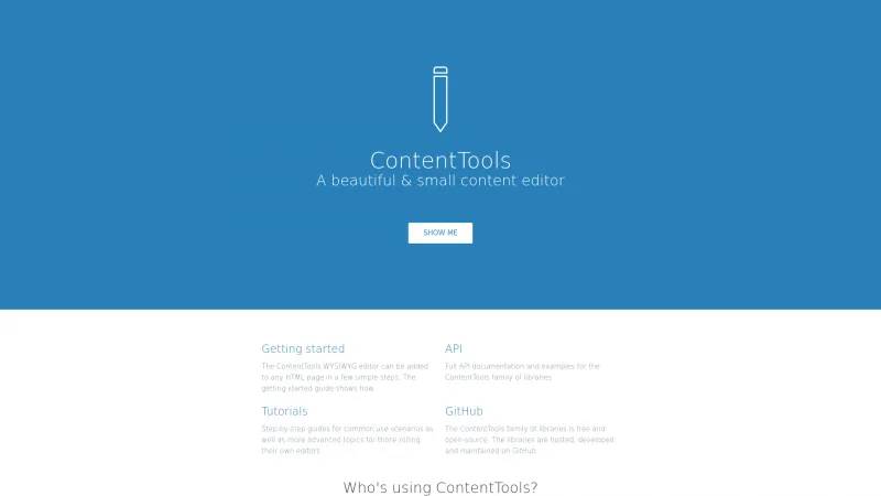 Homepage of ContentTools