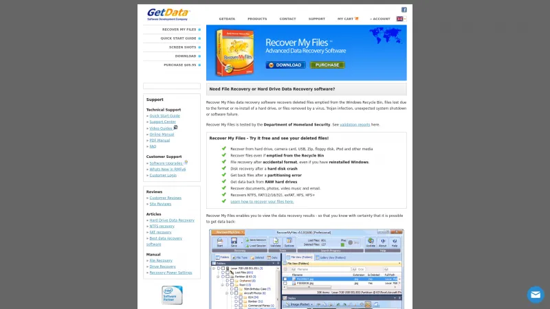 Homepage of Recover My Files