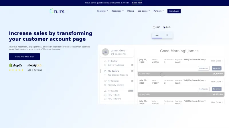 Homepage of Flits