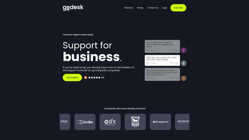 Homepage of GoDesk