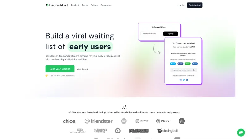 Homepage of LaunchList