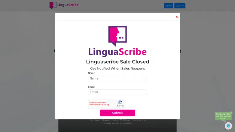 Homepage of LinguaScribe