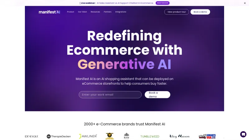 Homepage of Manifest AI