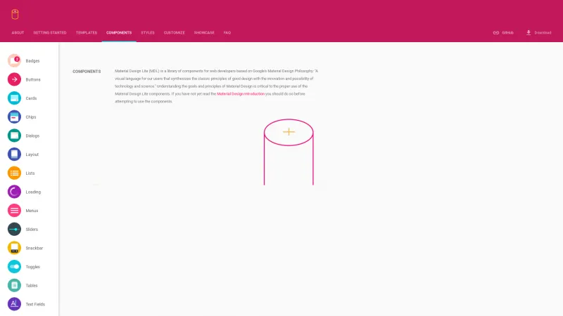 Homepage of Material Design Lite