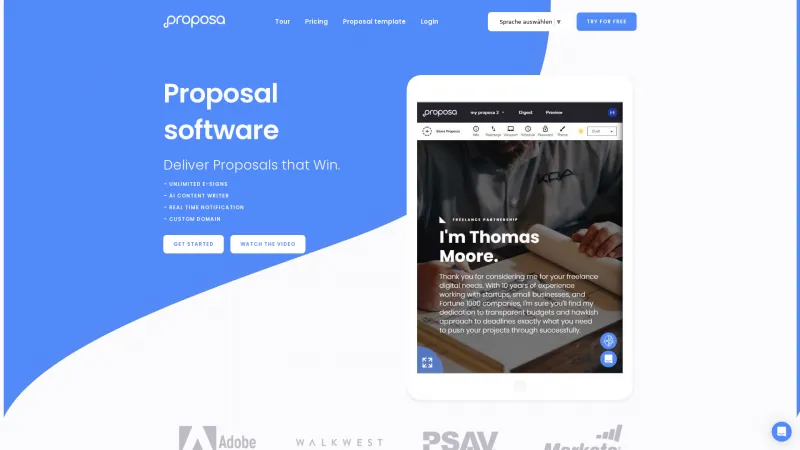 Homepage of Proposa