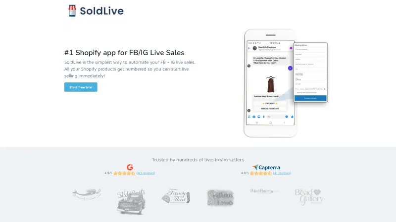 Homepage of SoldLive