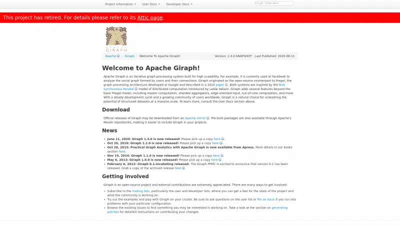 Homepage of Apache Giraph