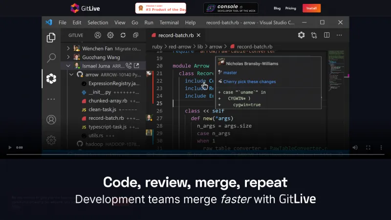 Homepage of GitLive