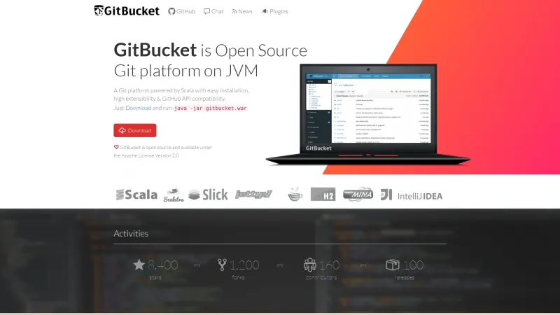 Homepage of GitBucket