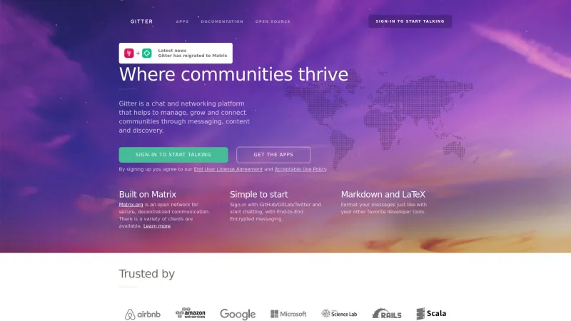 Homepage of Gitter