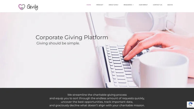 Homepage of Givily