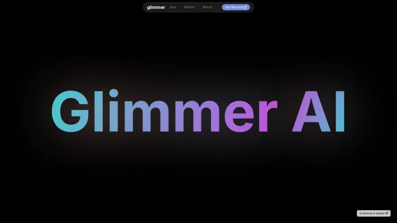 Homepage of GlimmerAI