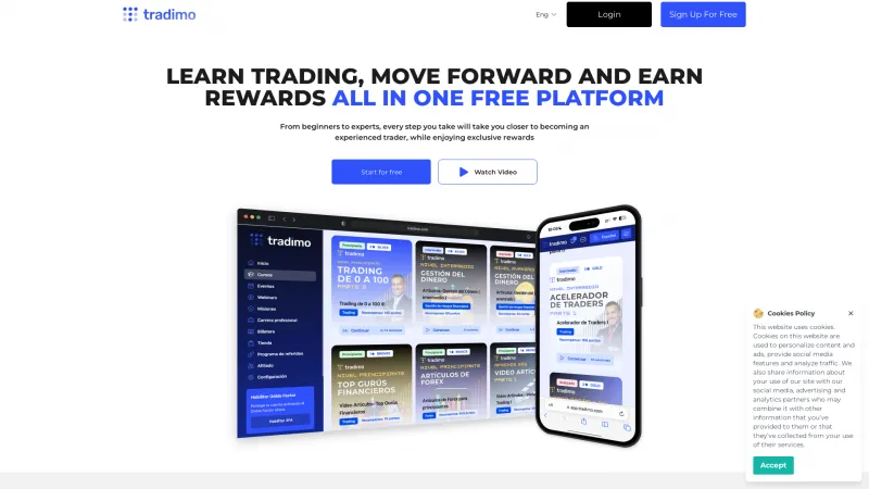 Homepage of Tradimo