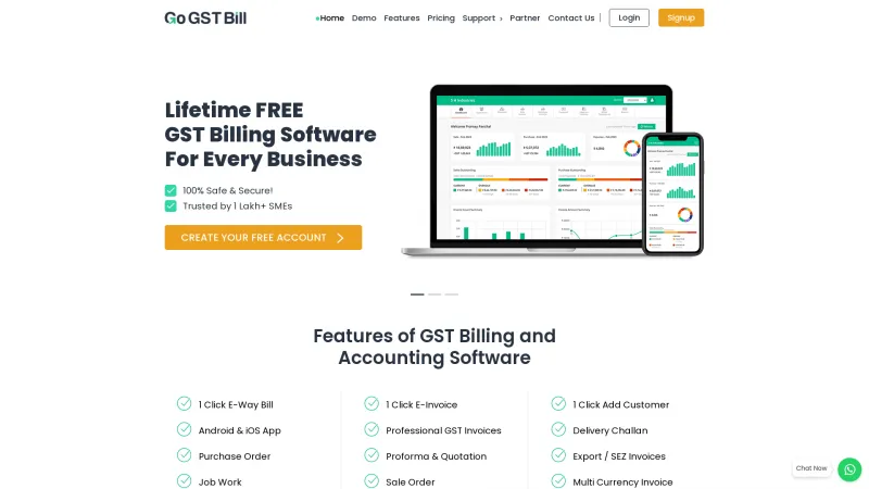 Homepage of GoGSTBill