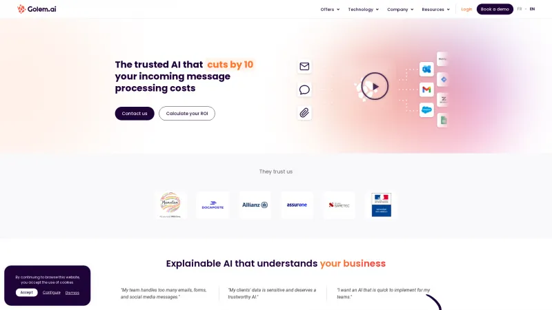 Homepage of Golem.ai