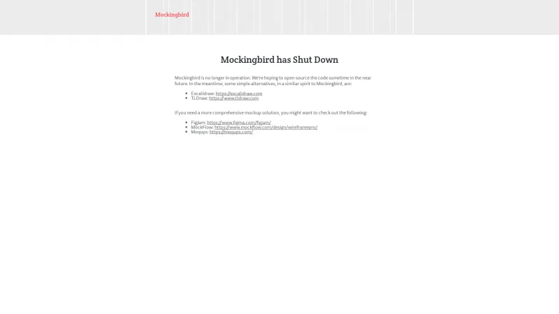 Homepage of Mockingbird