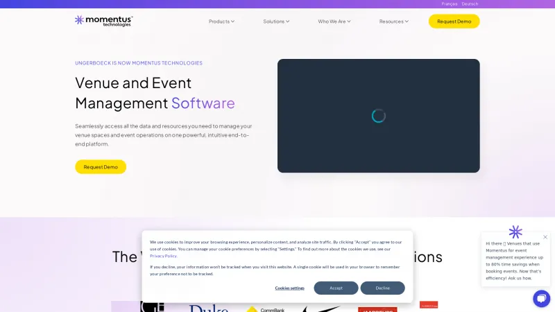 Homepage of Momentus Technologies