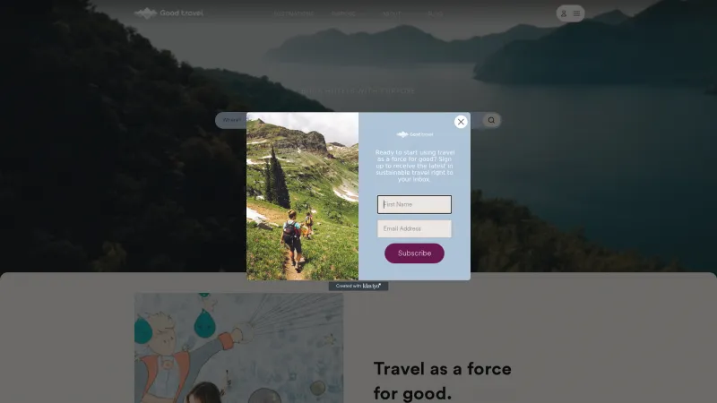 Homepage of Good.travel