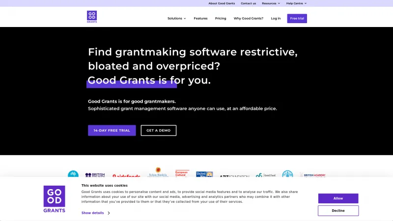 Homepage of Good Grants